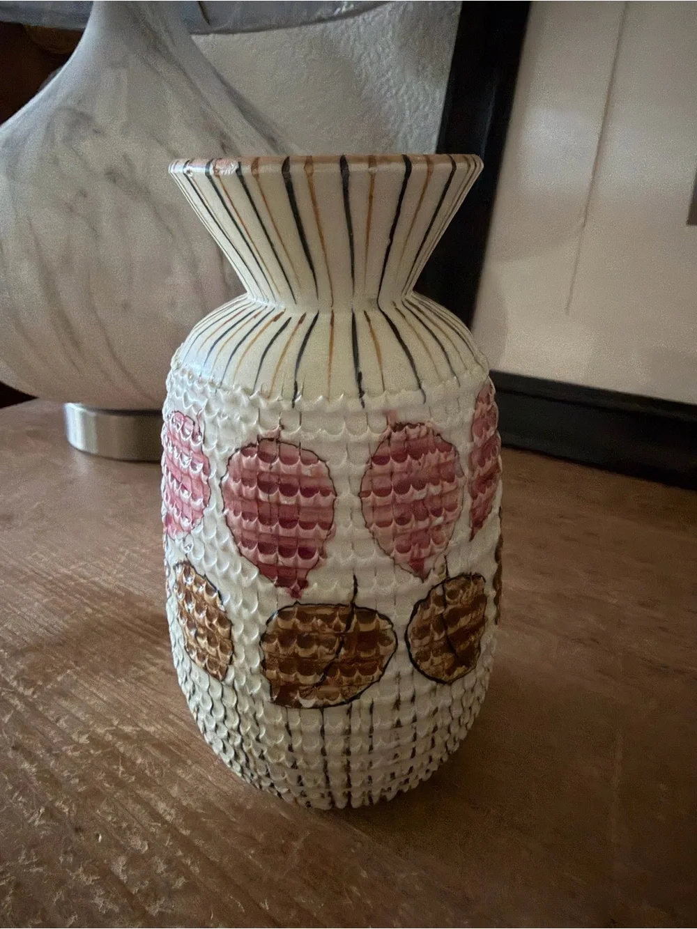 Mid Century Italian Ceramic Vase Leaf Motif